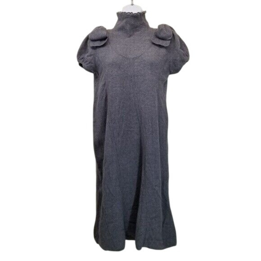 Moth S Gray‎ Jay Wool Sweater Dress Bows Anthropologie Merino Wool Minimalist